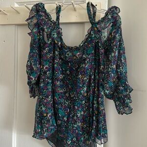 Nanette Lepore off the shoulder silk blouse size M